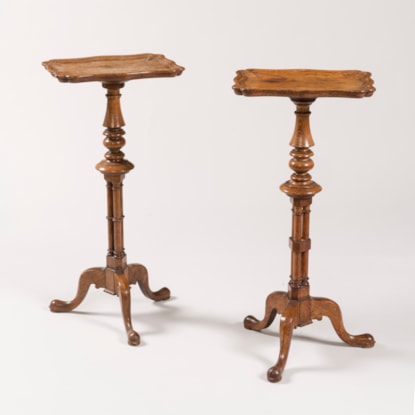 A Matched Pair of Oak Tripod Tables